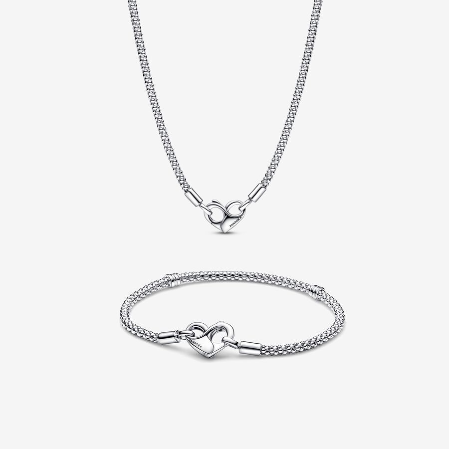 Pandora Moments Studded Chain Bracelet & Necklace Set image number 0